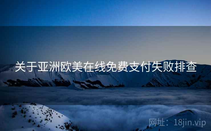 关于亚洲欧美在线免费支付失败排查